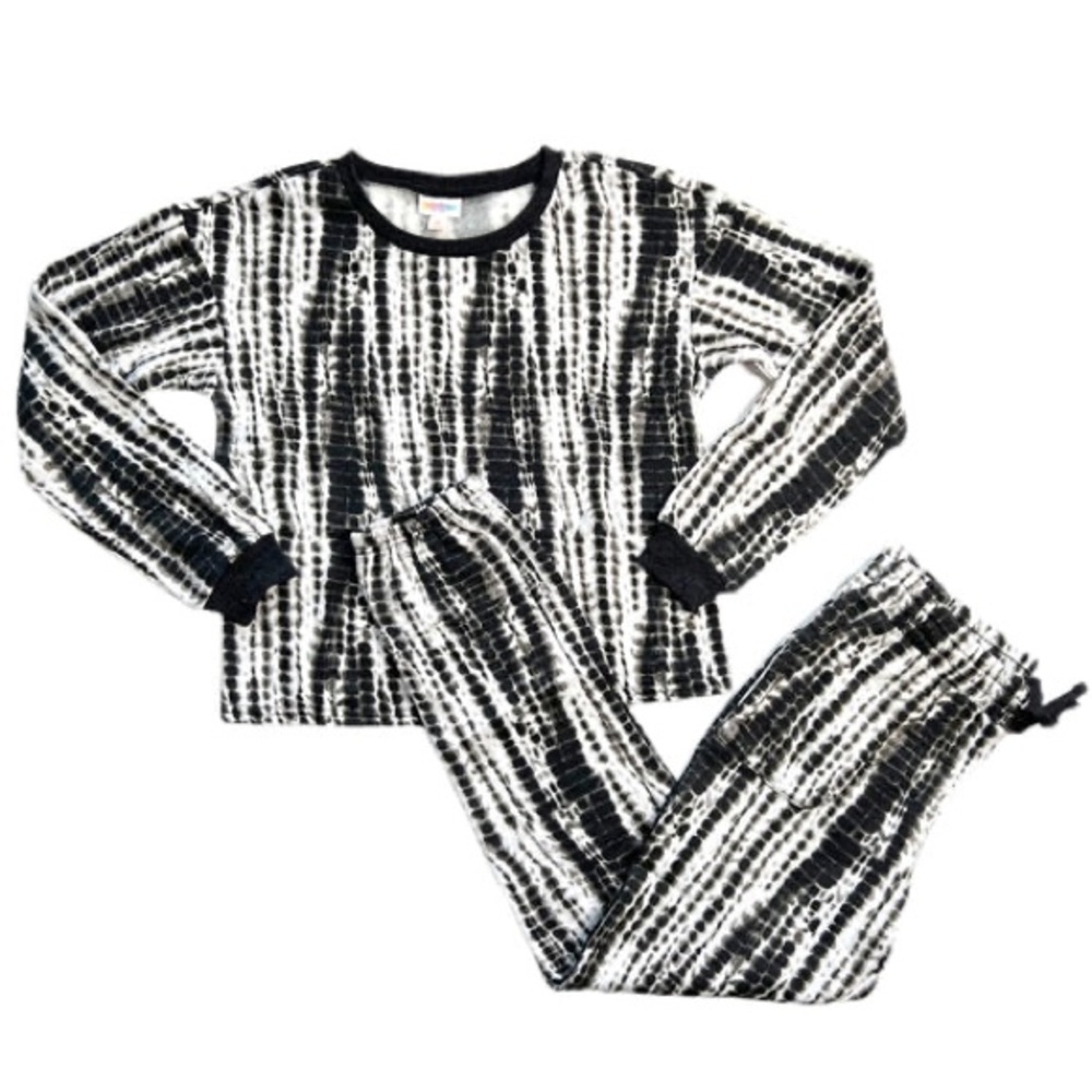 Lularoe LULU Black & White Tie-Dye Cozy jogger Long Sleeve Top & Pants set